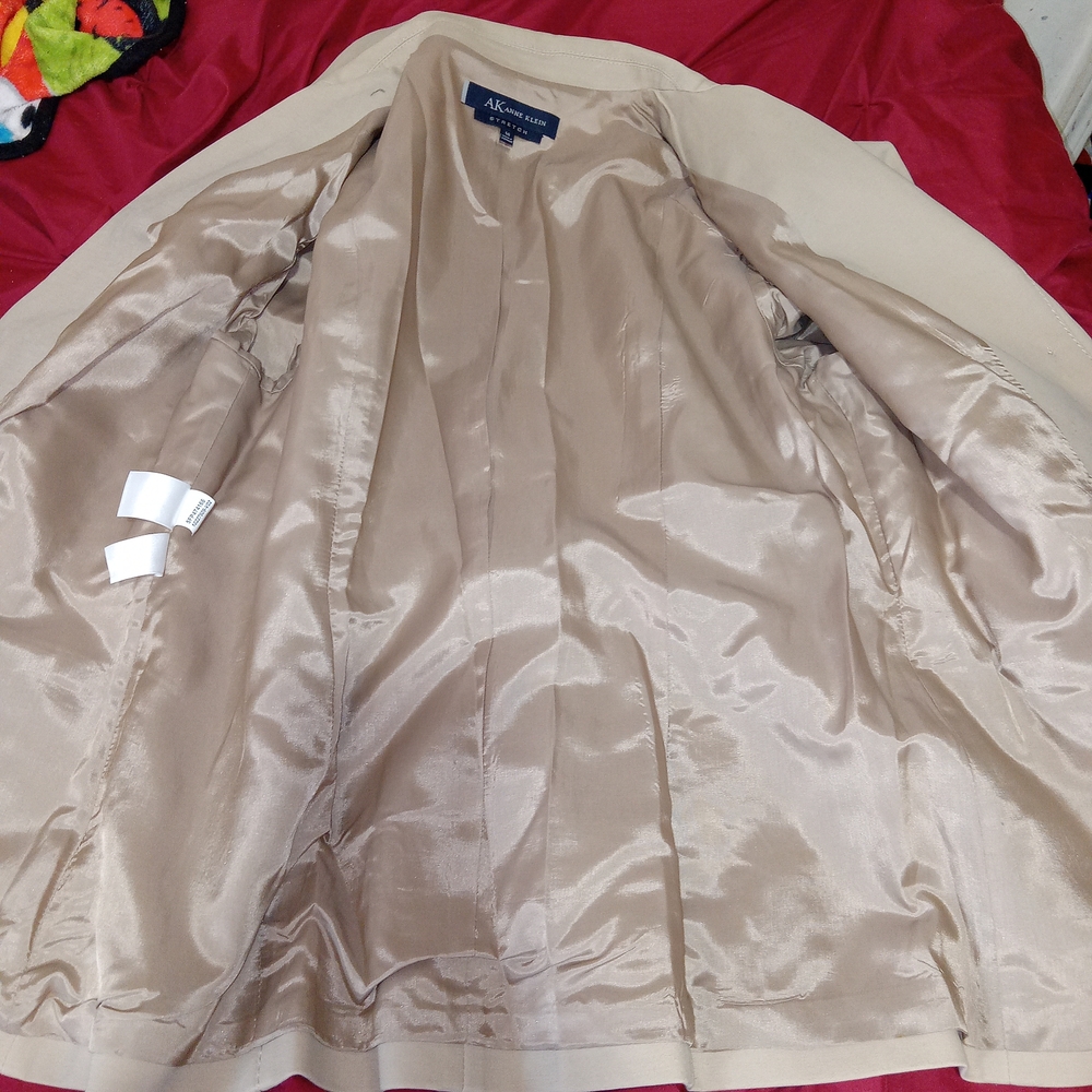 Anne Klein Women's Tan Blazer 14 Stretch Cotton Business Career 3 Button - Picture 6 of 10